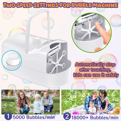 Bubble Machine for Kids, Bubble Blower for Parties and Weddings (White)