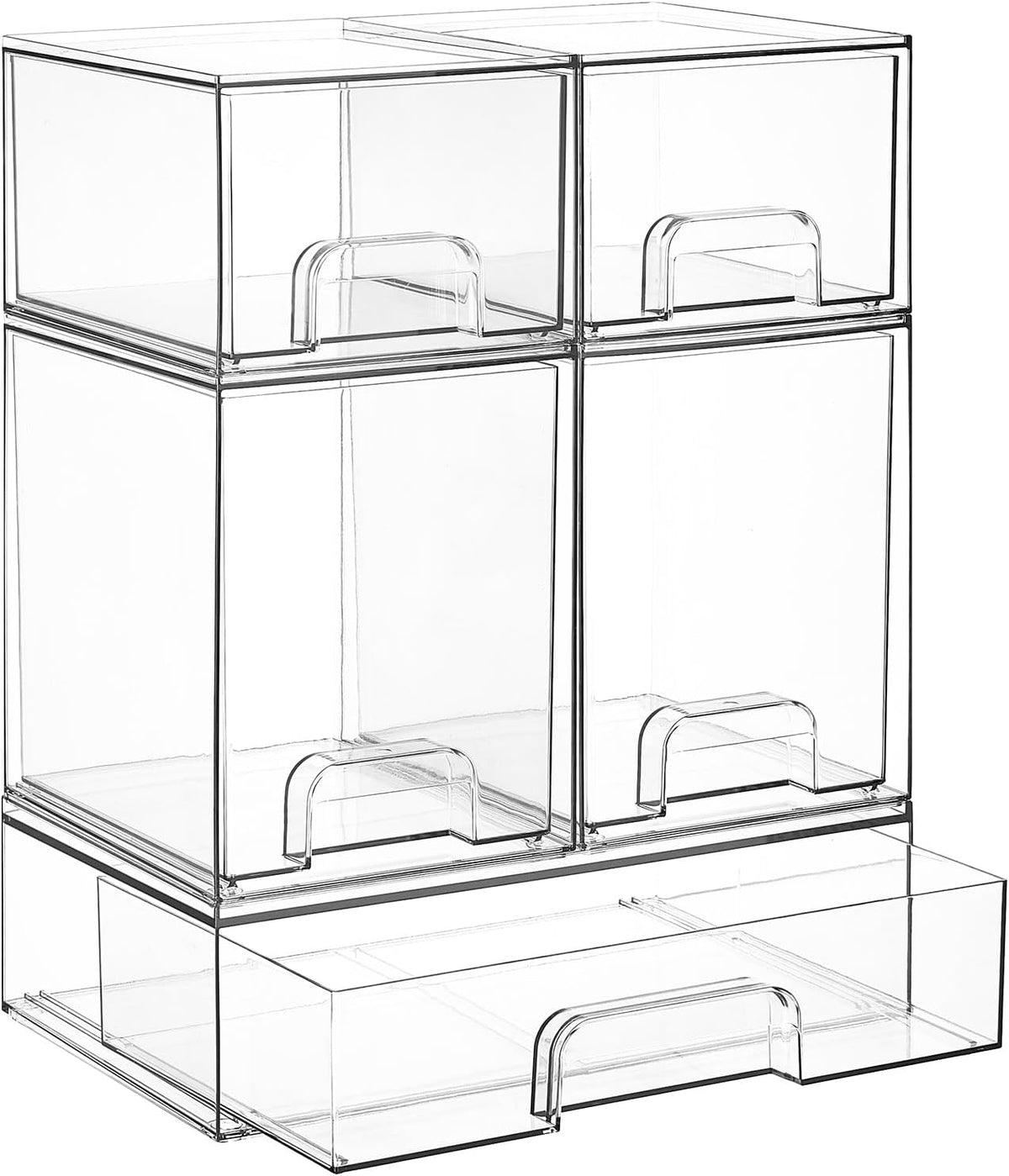 Vtopmart Clear Stackable Storage Drawers Set of 5, Plastic Organizer Bins