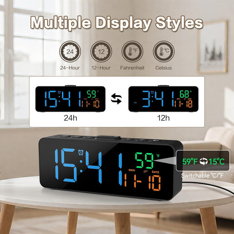 Netzu 3-in-1 Digital Clocks for Living Room, Small & Compact Alarm Clock