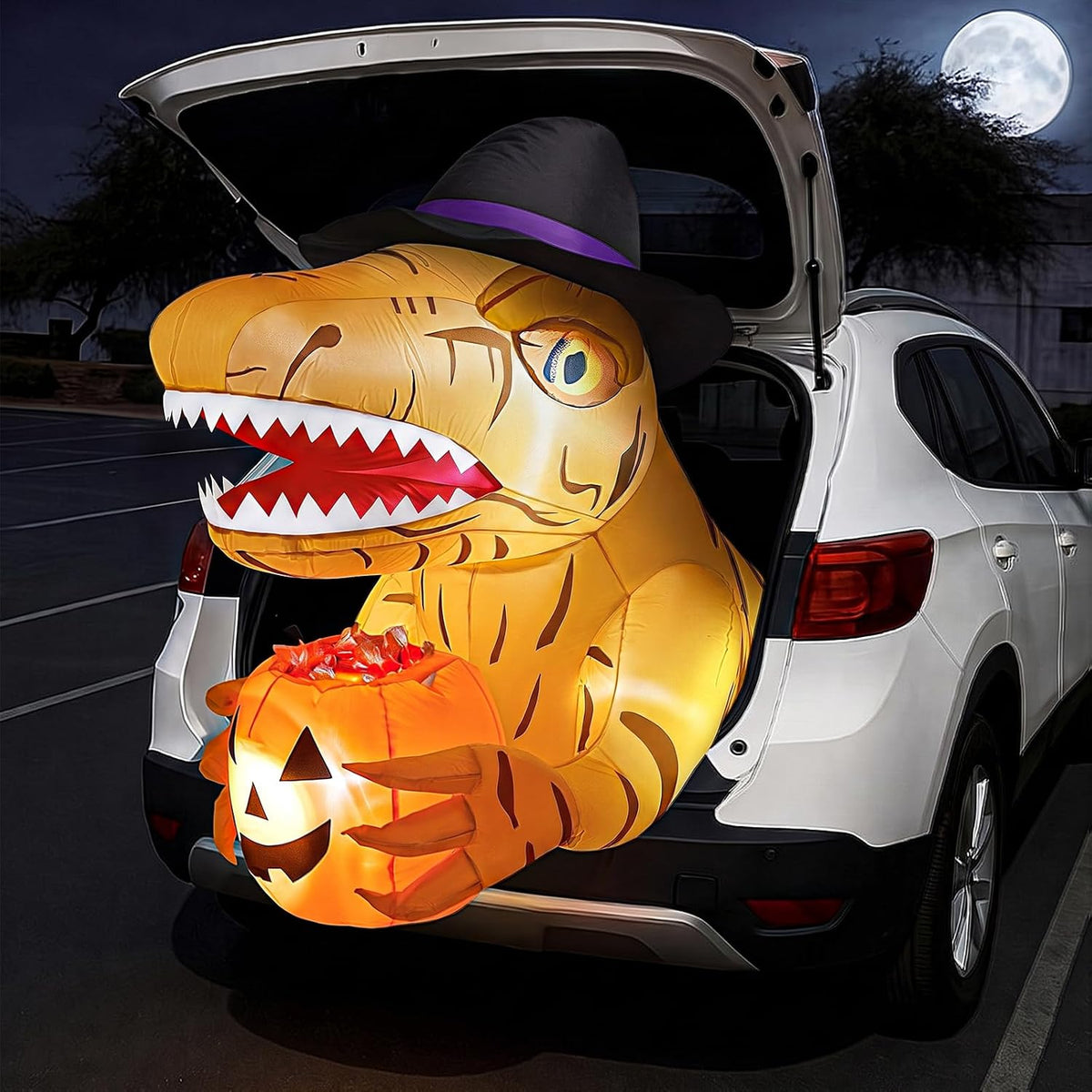 3.44 FT Trunk or Treat Car Decorations Kit with 4 LEDs for Car Yellow