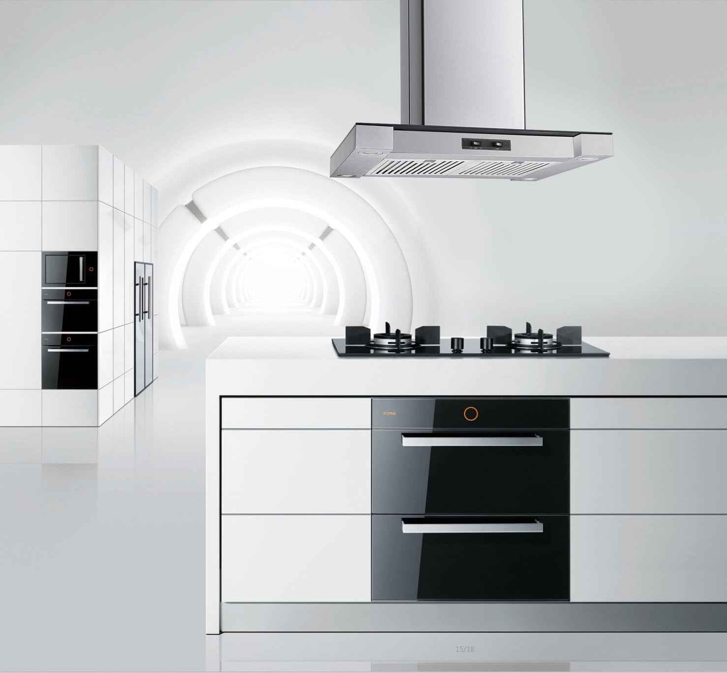 Winflo 30 In. Convertible Stainless Steel Glass Island Range Hood with Stainless Steel Baffle Filters