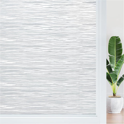 Haton Window Privacy Film, Frosted Glass Non-Adhesive Film, 17.5" x 118.1"