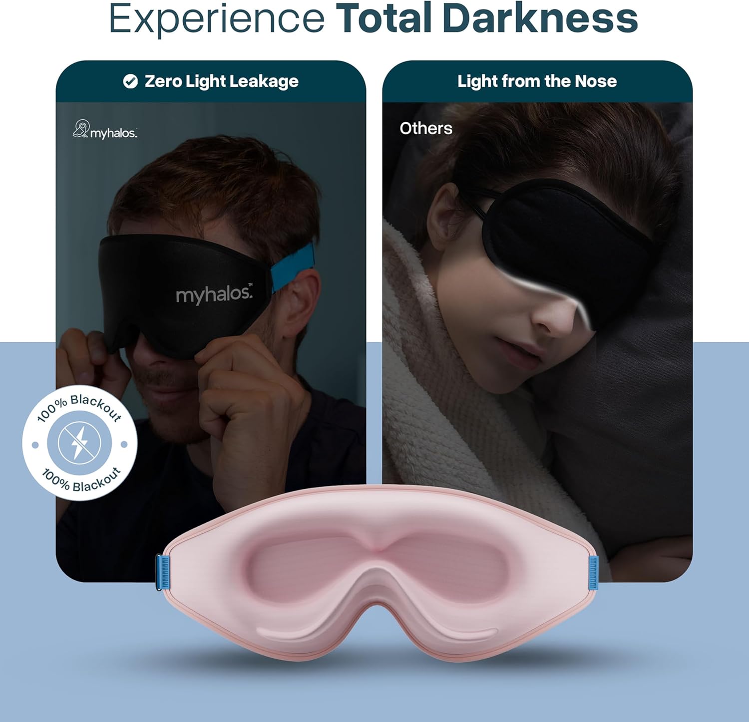 MyHalos® Sleep Mask for Men and Women, 3D Blackout Eye Masks for Sleep