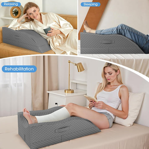TranquilRelax Leg Elevation Pillows for After Surgery, Full Grey