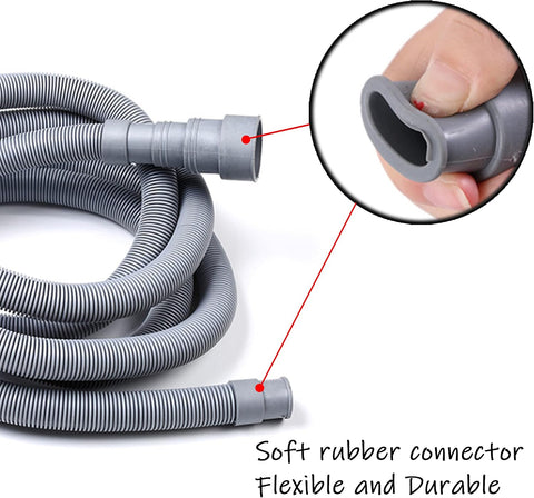 HLMOptimo 16 Feet Universal Washing Machine Drain Hose Flexible Dishwasher Drain Hose Extension Kits Corrugated Washer Hose w/ 1 Adapter 4 Clamps 1 U-Bend Holder