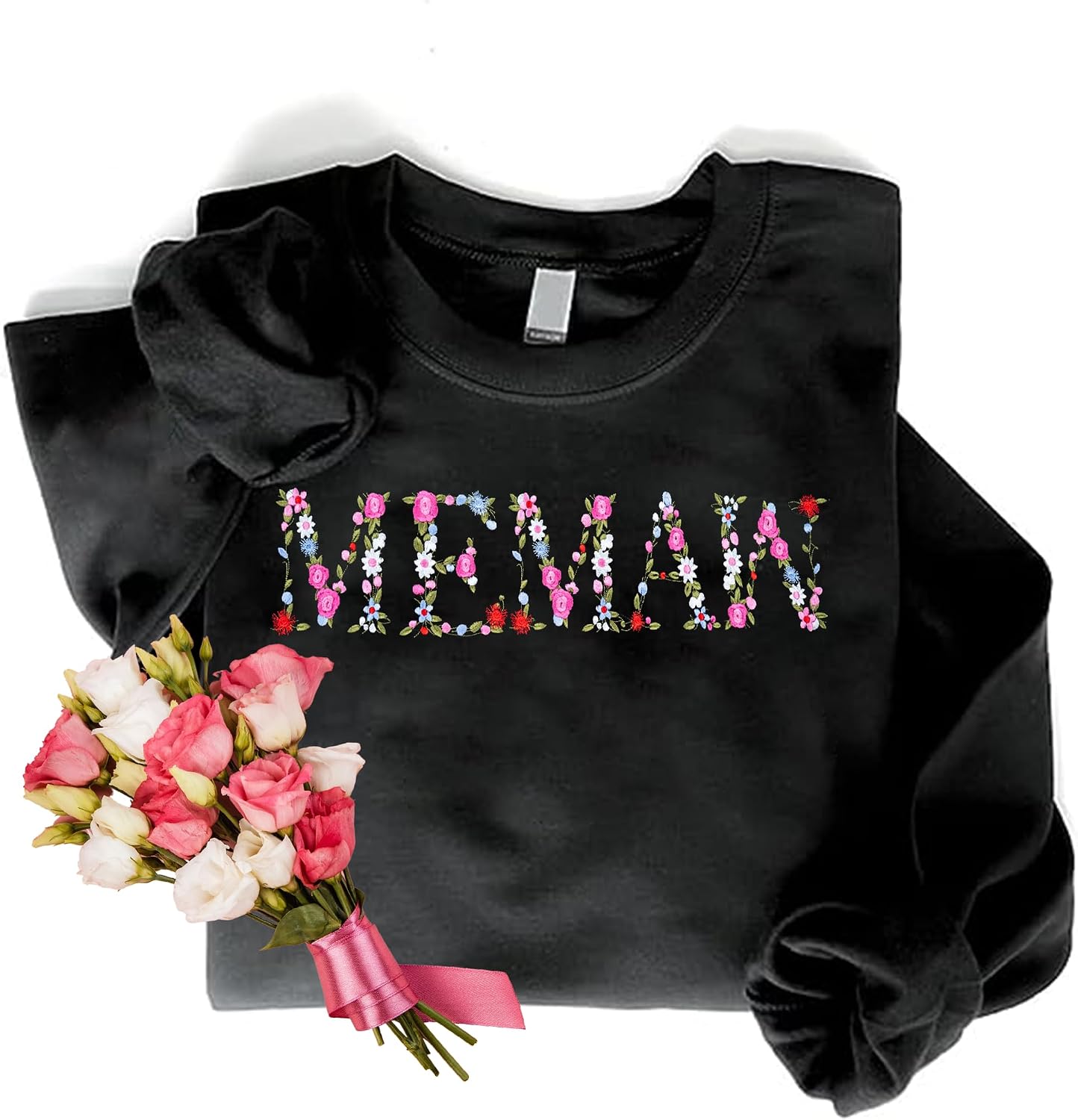 Embroidery Floral Memaw Sweatshirts For Grandma Gift Sweatshirt From Grandkids Flower Gift Mothers Day Christmas