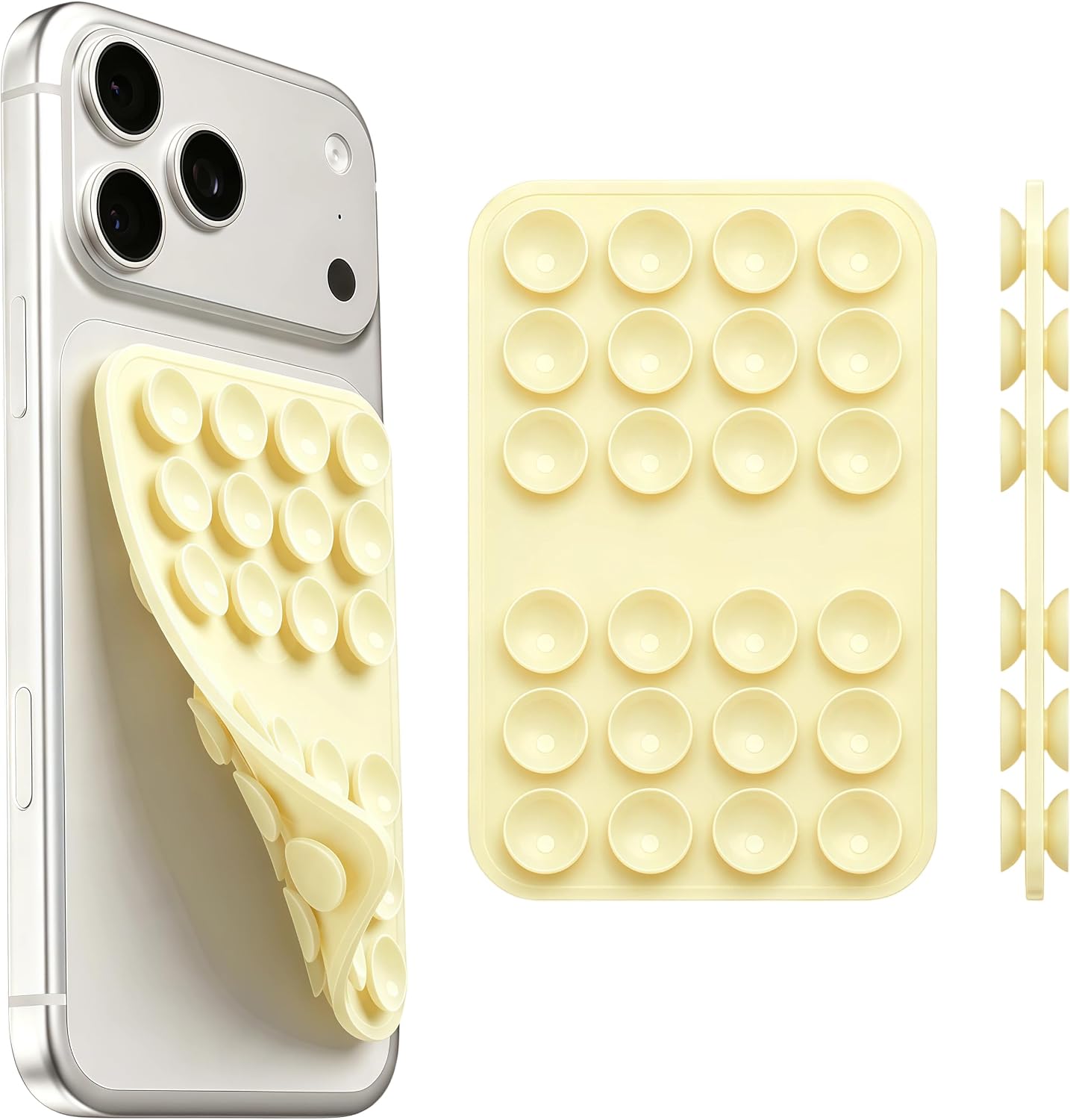 Upgraded Double Sided Silicone Suction Cup Phone Case Mount, Baby Yellow
