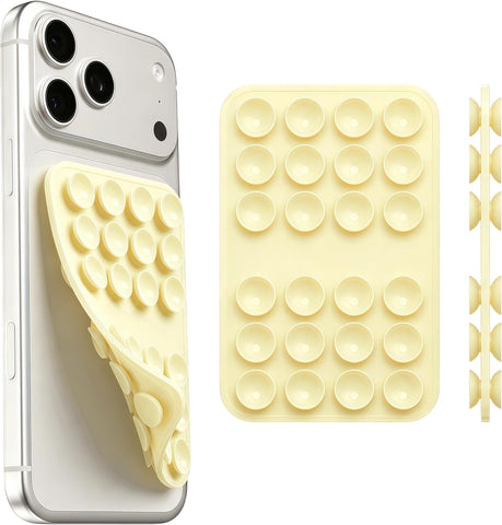 Upgraded Double Sided Silicone Suction Cup Phone Case Mount, Baby Yellow