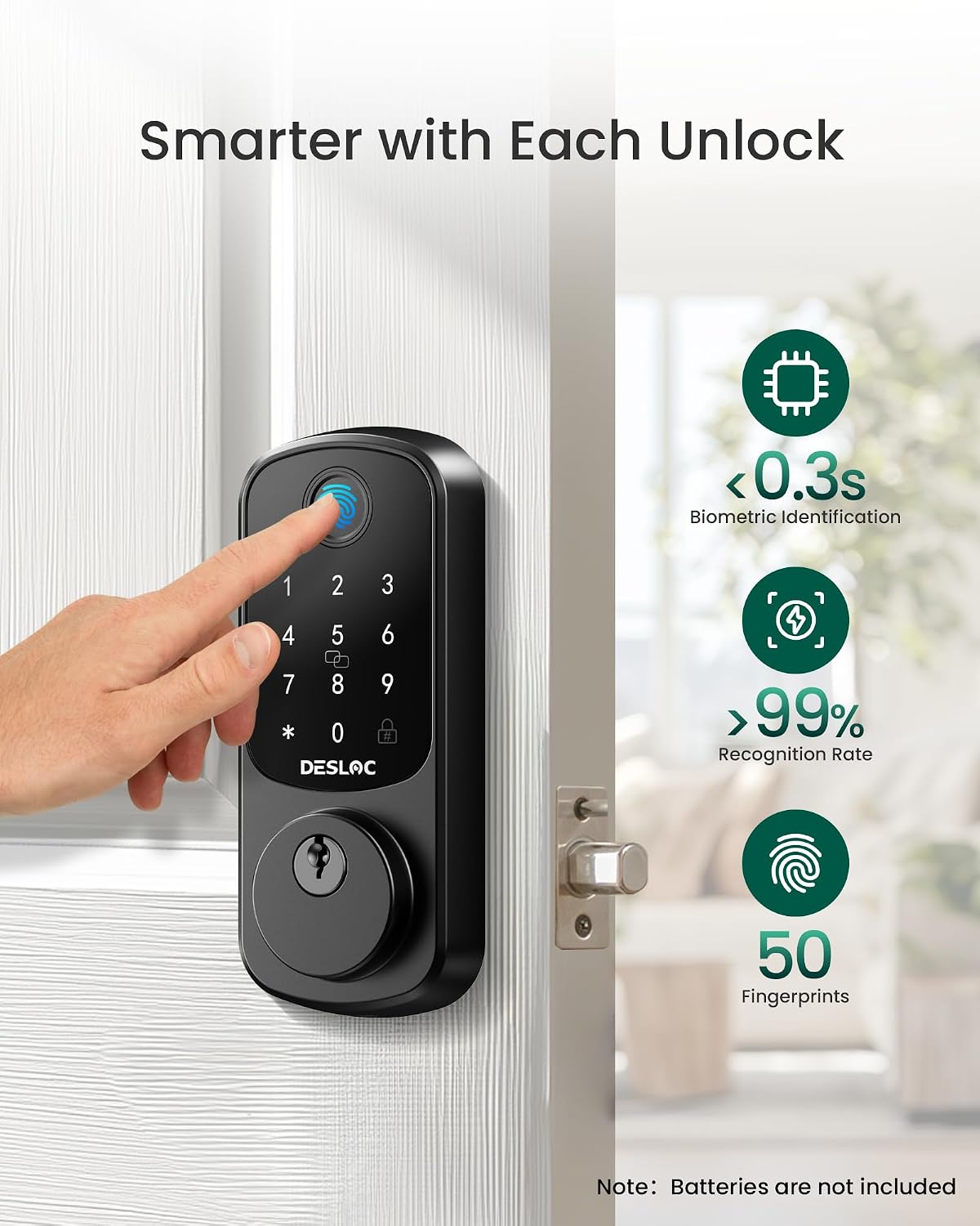 DESLOC WiFi Fingerprint Smart Lock with App Control and Keypad