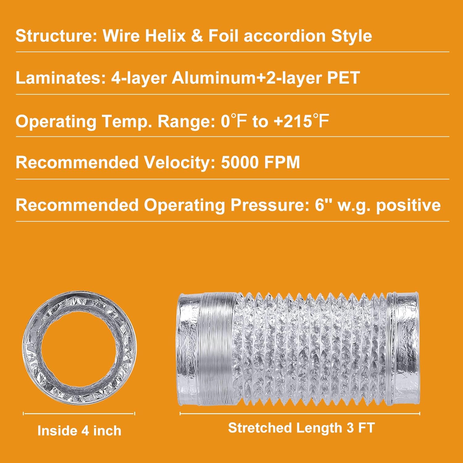 Heavy Duty 4"Flexible Dryer Vent Exhaust Duct Hose 3 Feet