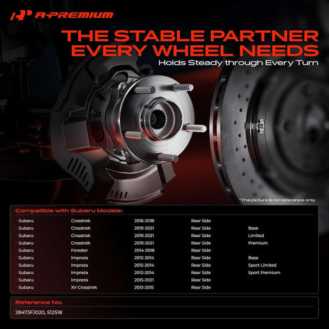 A-Premium 2 x Rear Wheel Bearing and Hub Assembly with 5-Lug