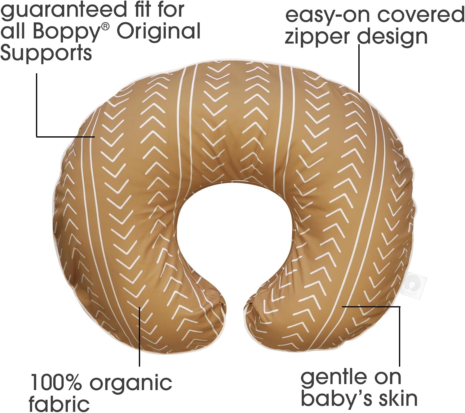 Boppy Nursing Pillow Cover, 100% Organic Cotton, Camel Stitched Stripe, Fits The Original Support Pillow for Breastfeeding and Bottle Feeding, Cover Only, Nursing Support Pillow Sold Separately