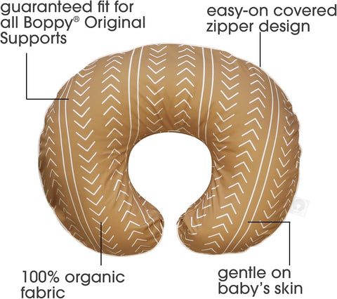 Boppy Nursing Pillow Cover, 100% Organic Cotton, Camel Stitched Stripe, Fits The Original Support Pillow for Breastfeeding and Bottle Feeding, Cover Only, Nursing Support Pillow Sold Separately