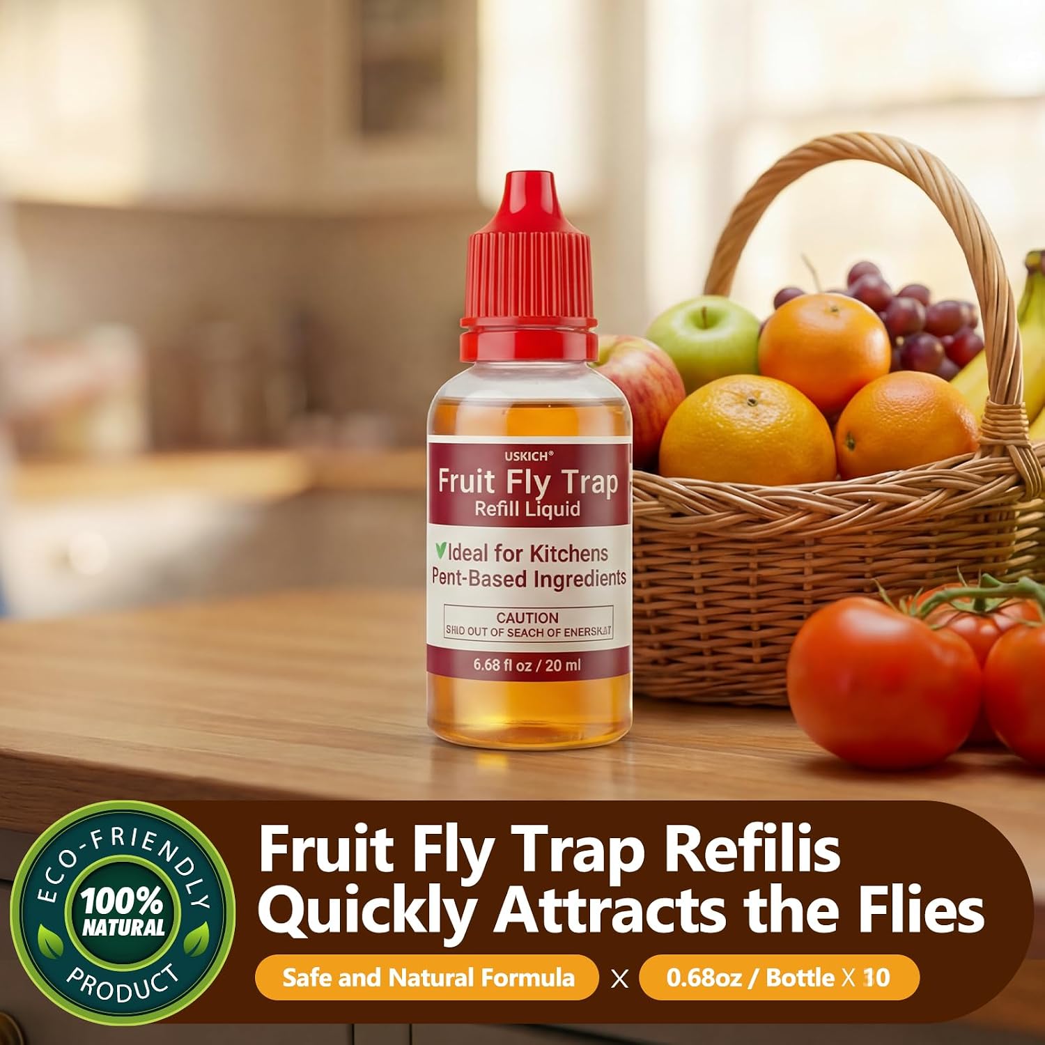 30 Pack Fruit Fly Trap Refill Liquid, 0.68oz/ Bottle, Liquid Fly Traps Refill for Indoors,Effective Lure Refill Gnat Catcher for Home Kitchen Use,Non Toxic Safe Near Food