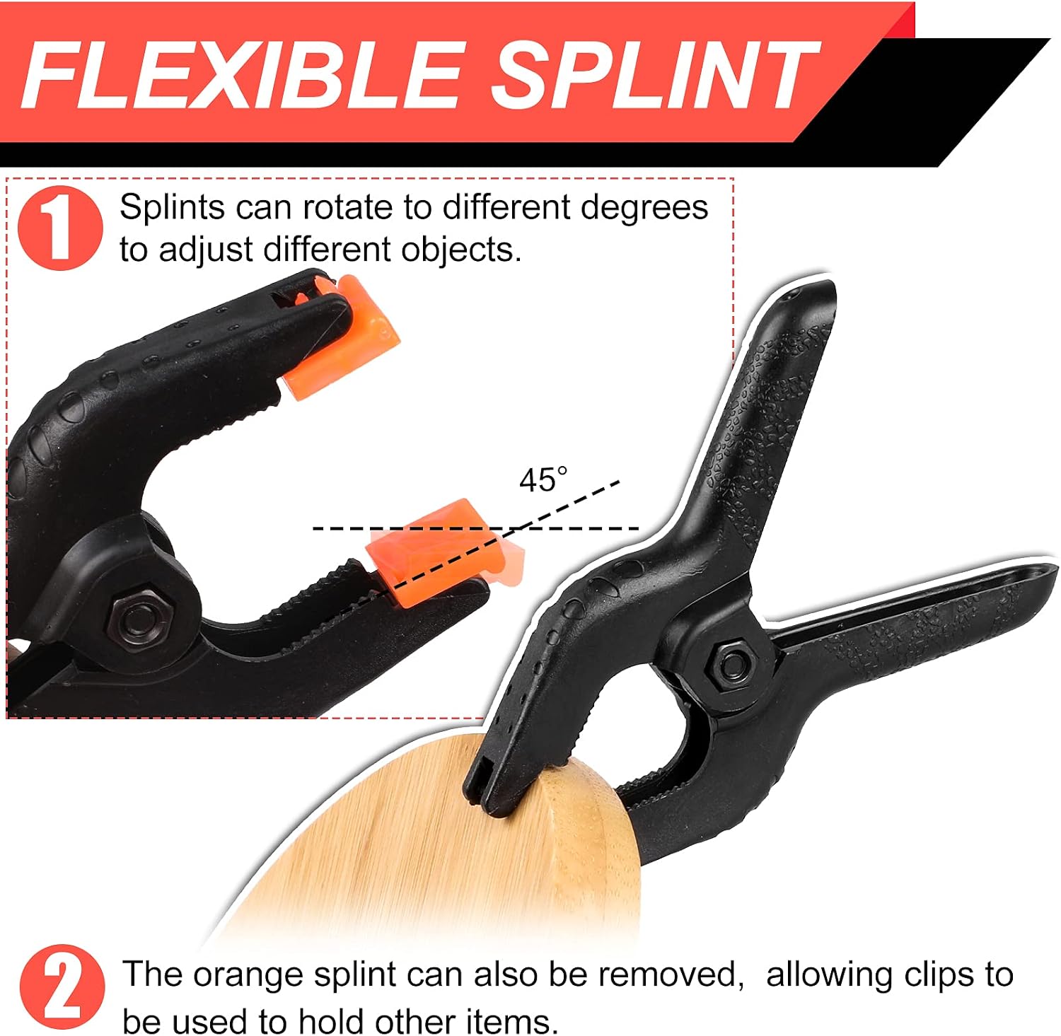 8 Pack Spring Clamps, 4.5inch Plastic Clips, Small Backdrop Clips, Clamps Heavy Duty, Spring Clips for Crafts, Backdrop Stand, Woodworking, Photography Studios (Black)