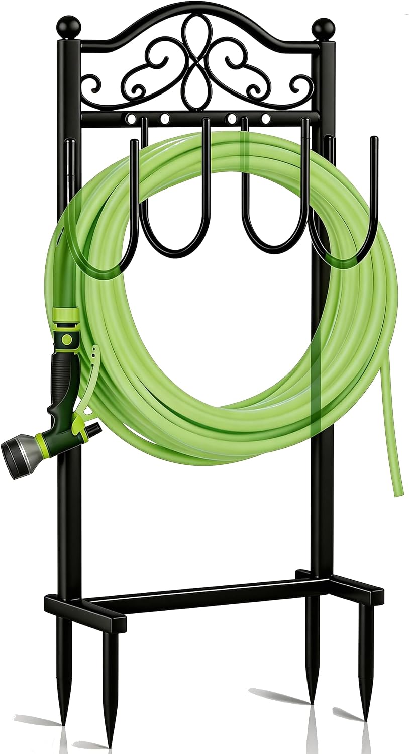 Garden Hose Holder -Upgraded Hose Holder Holds 100-feet Hose,Freestanding Heavy Duty Hose Hanger,Sturdy Hose Stand for Lawn & Yard (Cloud, 1)