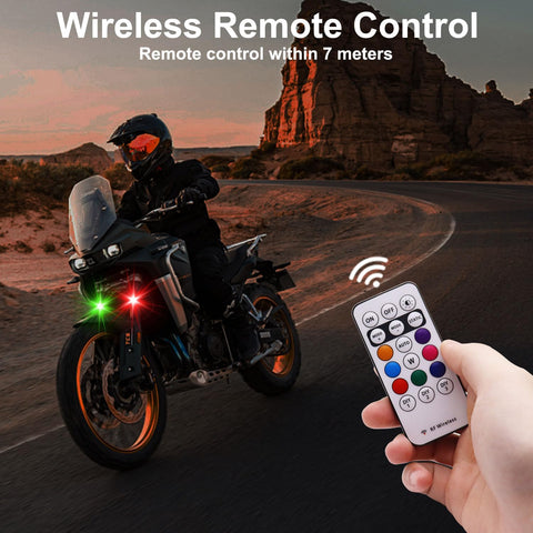 4PCS Wireless LED Strobe Lights with Remote Control, 8 Colors USB Charging Waterproof Anti-Collision Led Emergency Warning Lights for Car Motorcycle Drone Aircraft Bike
