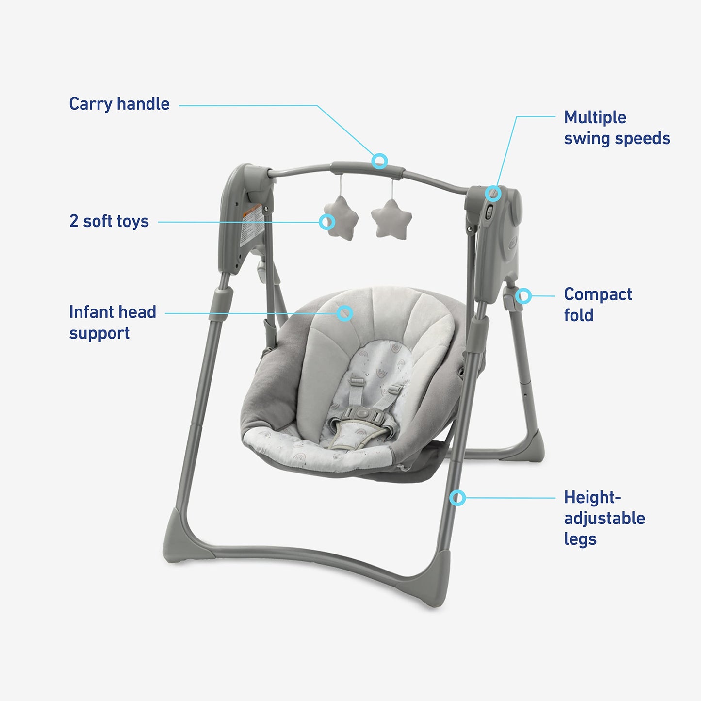 Graco Slim Spaces Compact Baby Swing, Reign