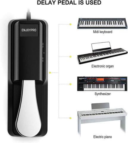 Sustain Pedal for Yamaha Keyboard, Piano Keyboard Pedal with Polarity Switch for Casio, MIDI, Roland Electronic Keyboards and Digital Pianos, 1/4 Inch Jack