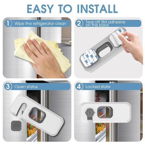 Fridge Locks with Self Adhesive, Refrigerator Latch for Cabinets, Freezer Door, Drawers, Child & Baby Proofing Safety Lock for Kids, Toddlers and Children (Grey-5pack)