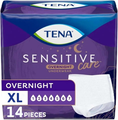 TENA Sensitive Care Overnight Incontinence Underwear Women, XL 39-52in 14ct