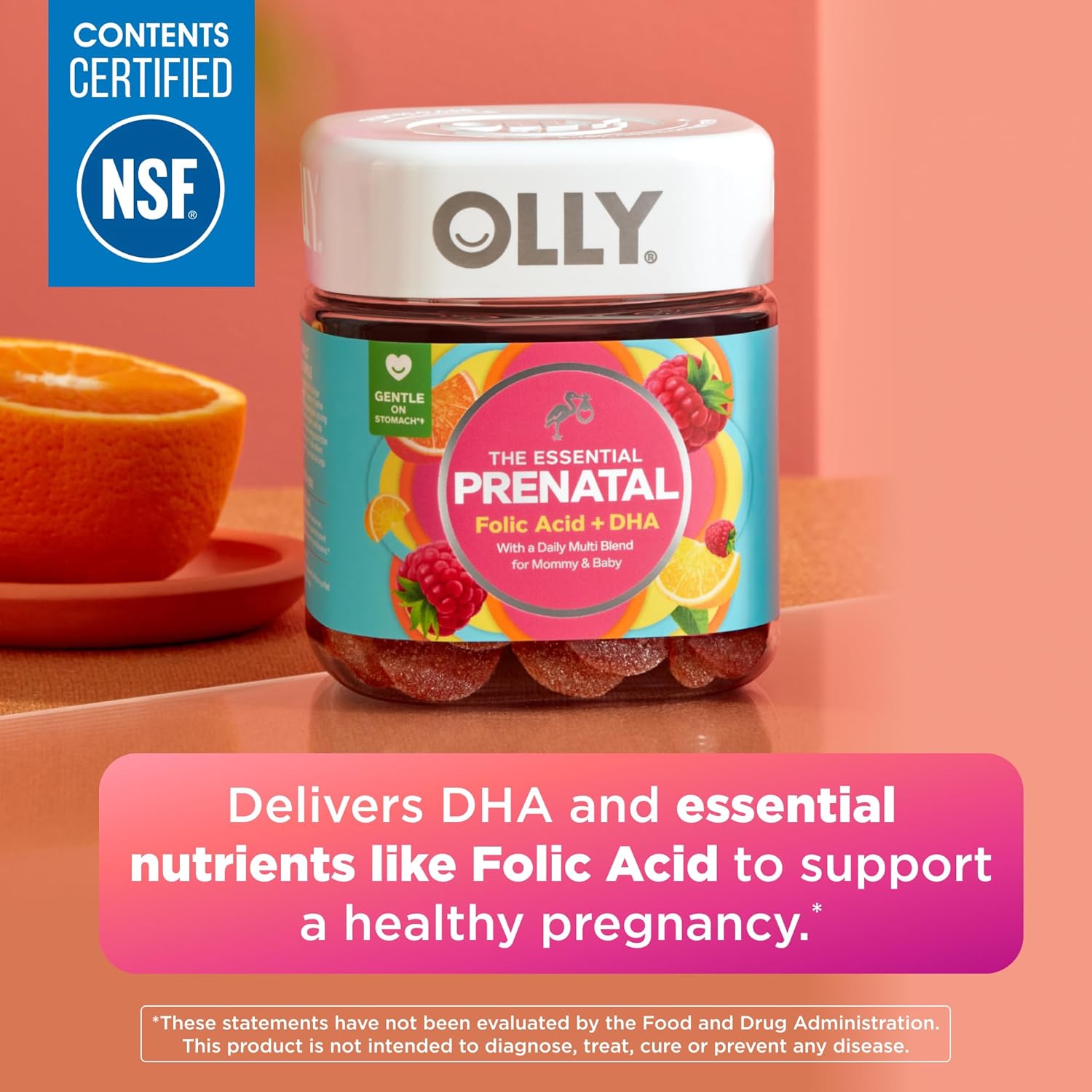 OLLY Prenatal Multivitamin Gummy, Daily Blend for Mommy & Baby - 60 Count