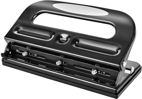 Amazon Basics 3 Hole Punch with Easy-Clean Tray, 30 Sheet Capacity, Black, 6-Pack