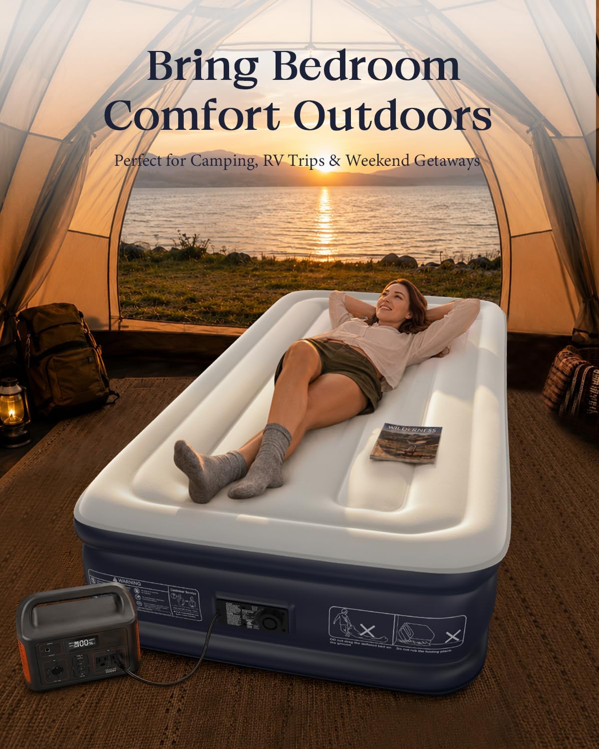 VOSSER Twin Air Mattress with Built-in Pump,13" XL-Long Blow Up Bed,500 lb