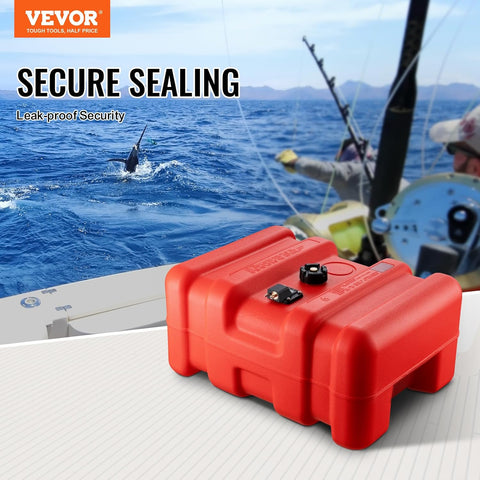 VEVOR Marine Tank, 14.53 Gallon/55L, Boat Tank with 9.8 ft Long Hose, Two-Way Vent Cap, High-Density Polyethylene, Leak-Proof, Visible Gauge, Easy to Carry, for Outboard Engine Fishing Boat Yacht