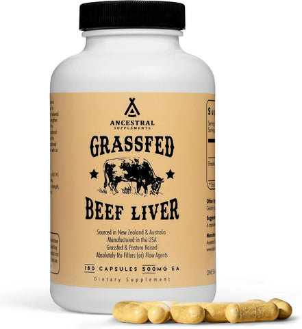 Ancestral Supplements Beef Liver Support Capsules, Iron & Energy, 180 Ct