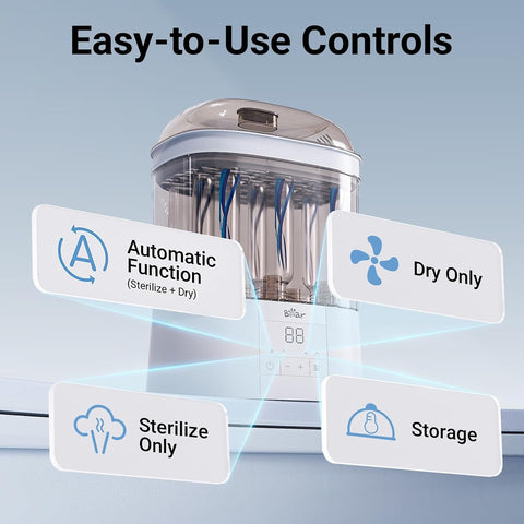 Bear Bottle Sterilizer and Dryer, 2-Layer Electric Steam Sanitizer