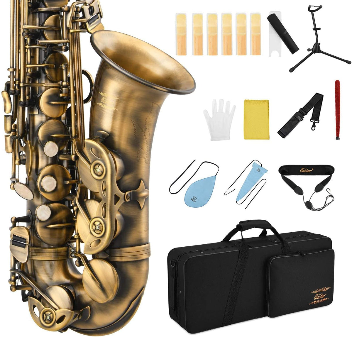 Eastar Alto Saxophone Beginner E Flat, Vintage Bronze Full Kit, AS-II-Ab