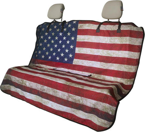 Back Seat Cover for Car Trucks Van SUV Jeep,Waterproof Rear Bench Towel Seat Covers for Dogs and Kids,Automotive Backseat Protector (American Flag)