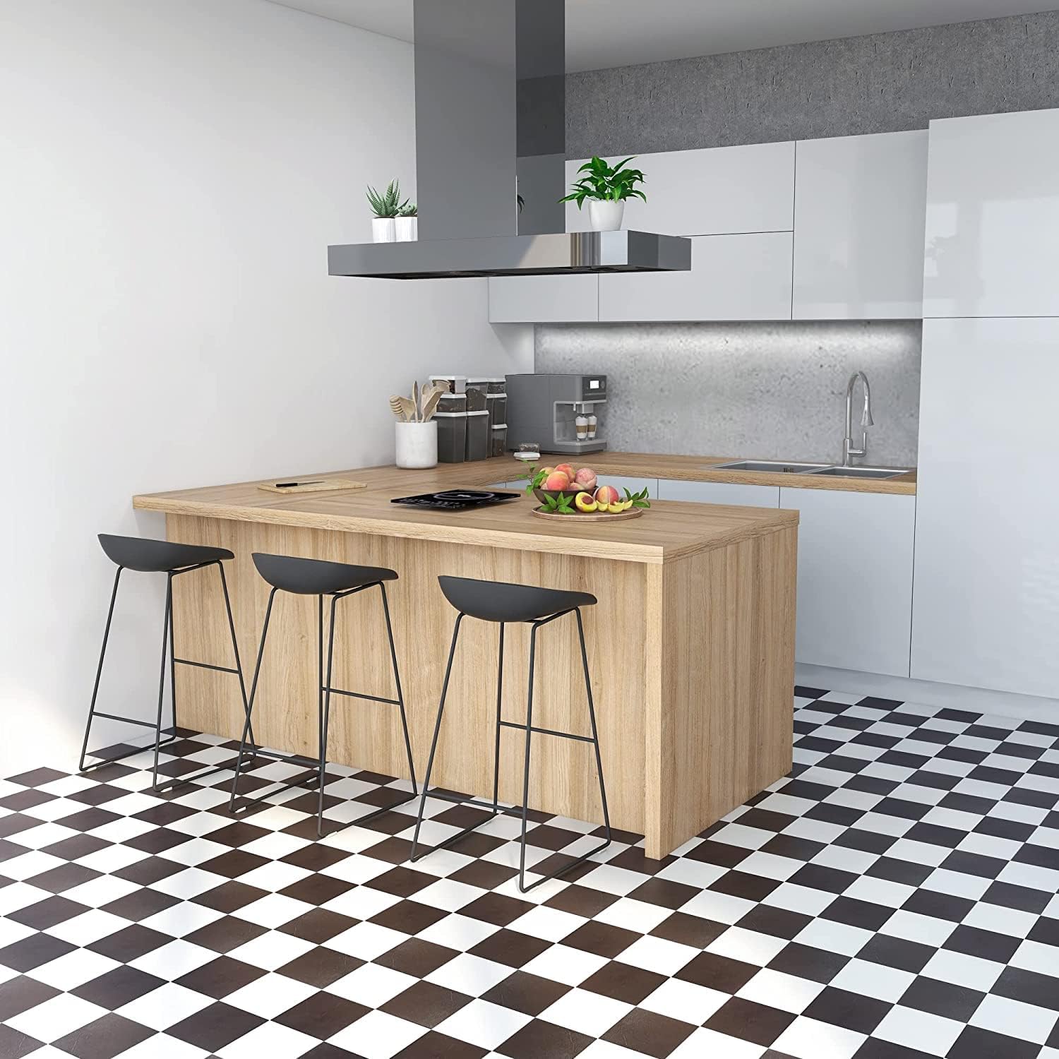 Nexus Peel & Stick Vinyl Floor Tiles, 20-Pack, 12 x 12 in, Black