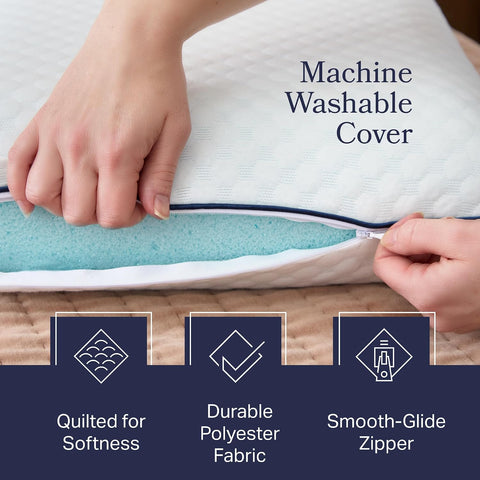 Weekender Cooling Gel Memory Foam Pillow for Sleeping – Queen Size, Ventilated Cooling Pillow for Side & Back Sleepers, Neck & Shoulder Support, Medium Firm, Washable Cover