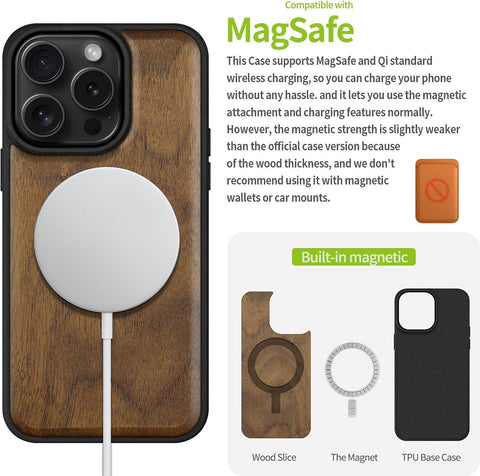 Carveit Wood Case for iPhone 16 Pro, Natural Grain, Walnut
