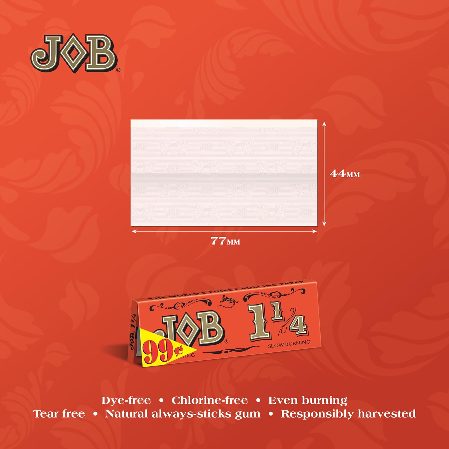 Job 1 1/4 Orange Cigarette Rolling Papers 78mm - 100 Count