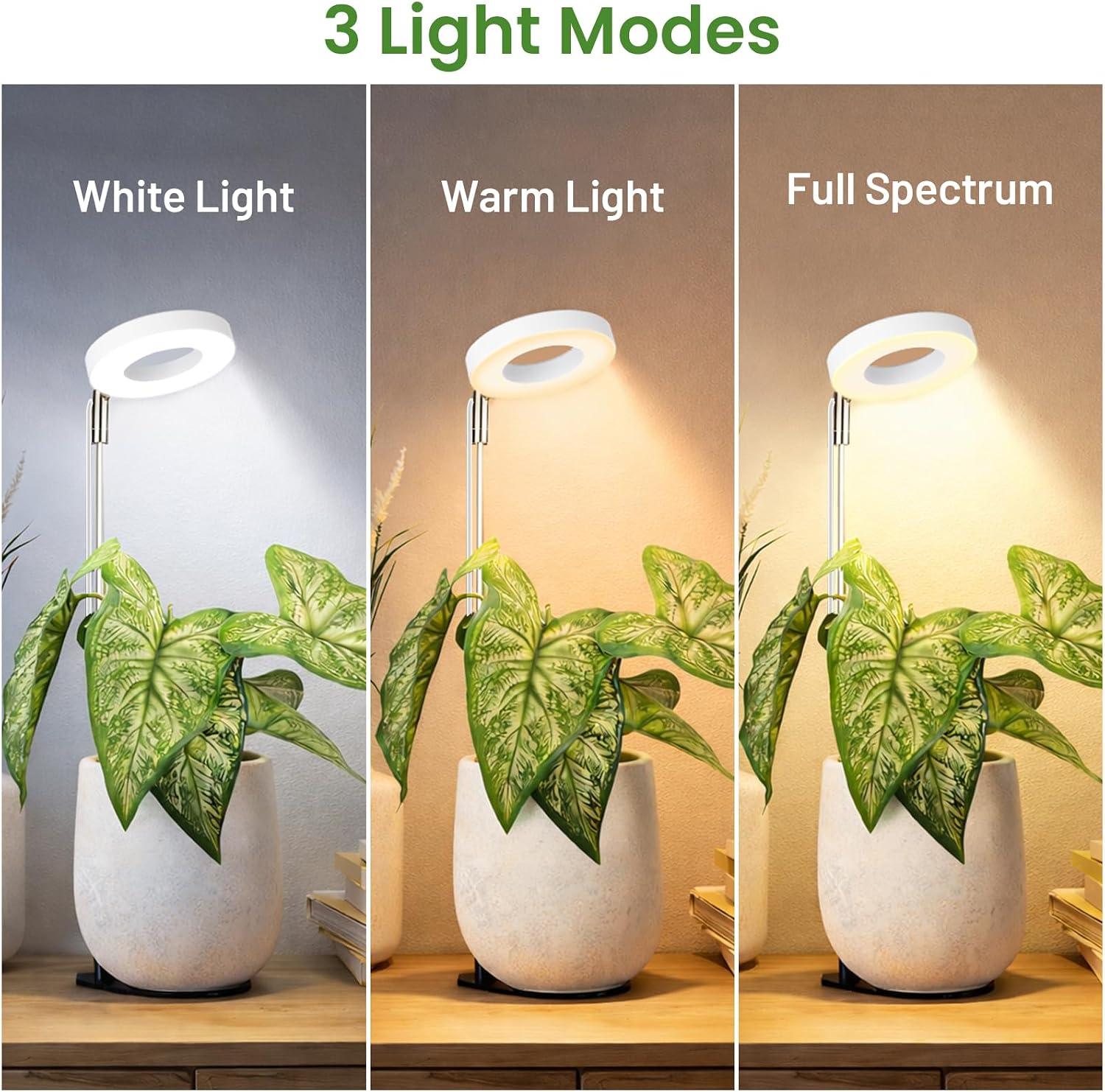 LBW Grow Lights for Indoor Plants, Full Spectrum Halo Grow Light with Base