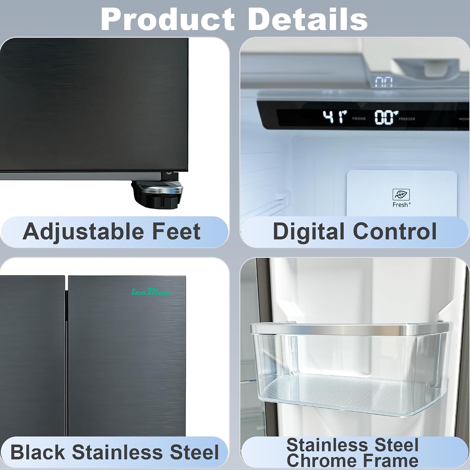 17.7 Cu.Ft. French Door Refrigerators, 30" Full Size Refrigerator (Black)
