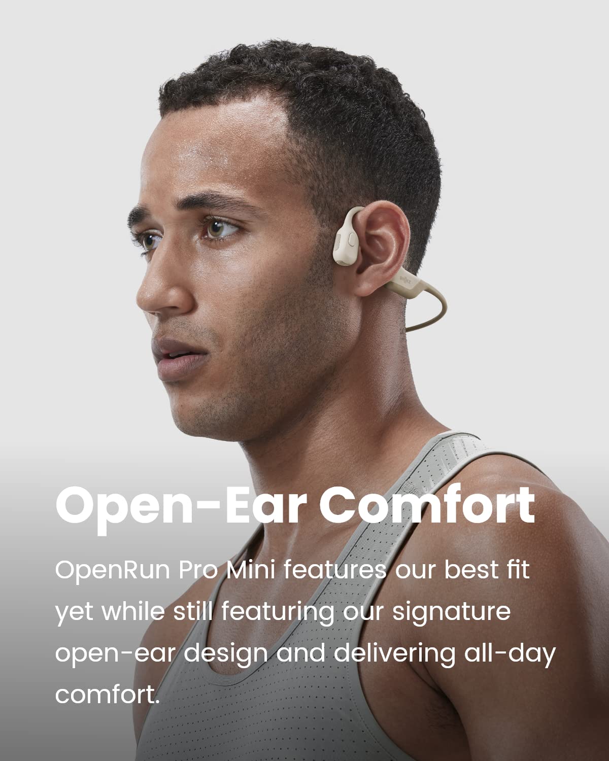 SHOKZ OpenRun Pro Mini - Premium Bone Conduction Open-Ear Bluetooth Sport Headphones - Sweat Resistant Wireless Earphones for Workouts and Running with Deep Base - Built-in Mic, with Headband