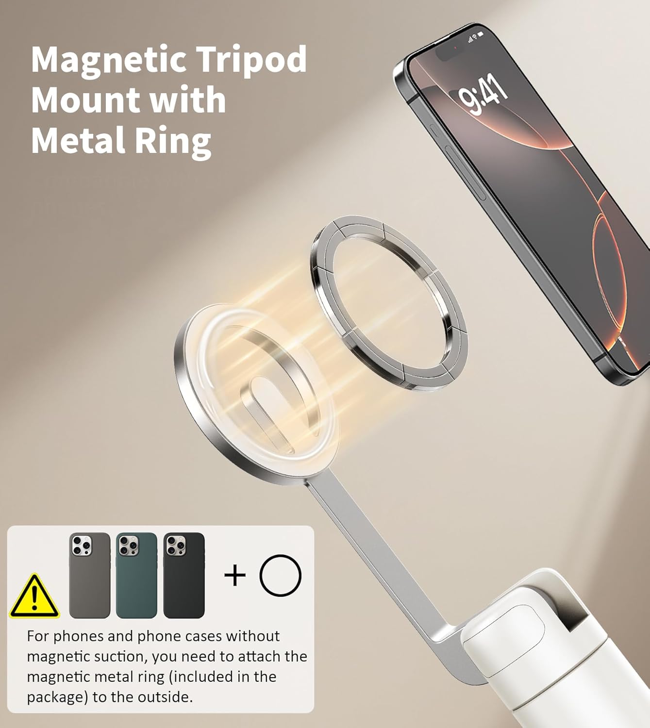 TONEOF 68" Magnetic Aluminum Phone Tripod Selfie Stick for iPhone & Android