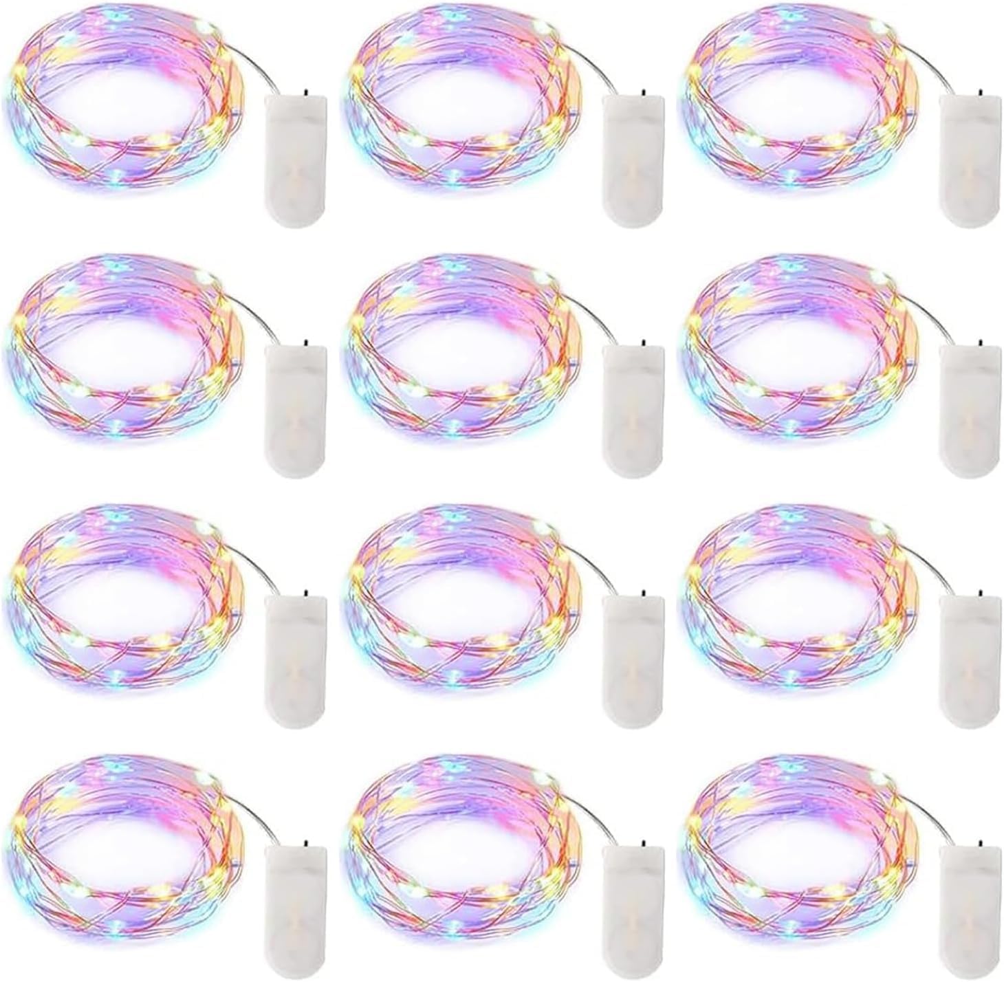 Brightown 12 Pack 7ft Battery Operated LED Fairy Lights for Xmas Decoration
