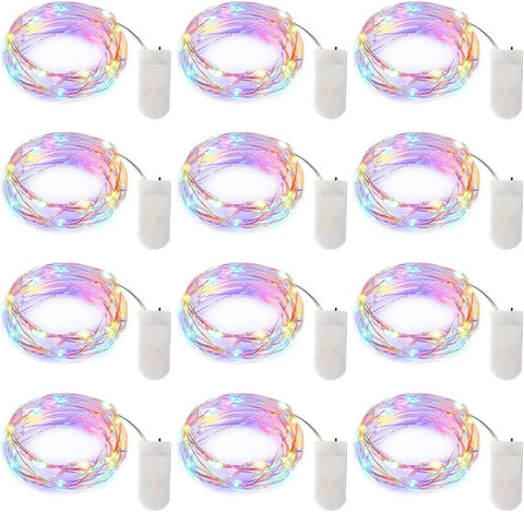 Brightown 12 Pack 7ft Battery Operated LED Fairy Lights for Xmas Decoration