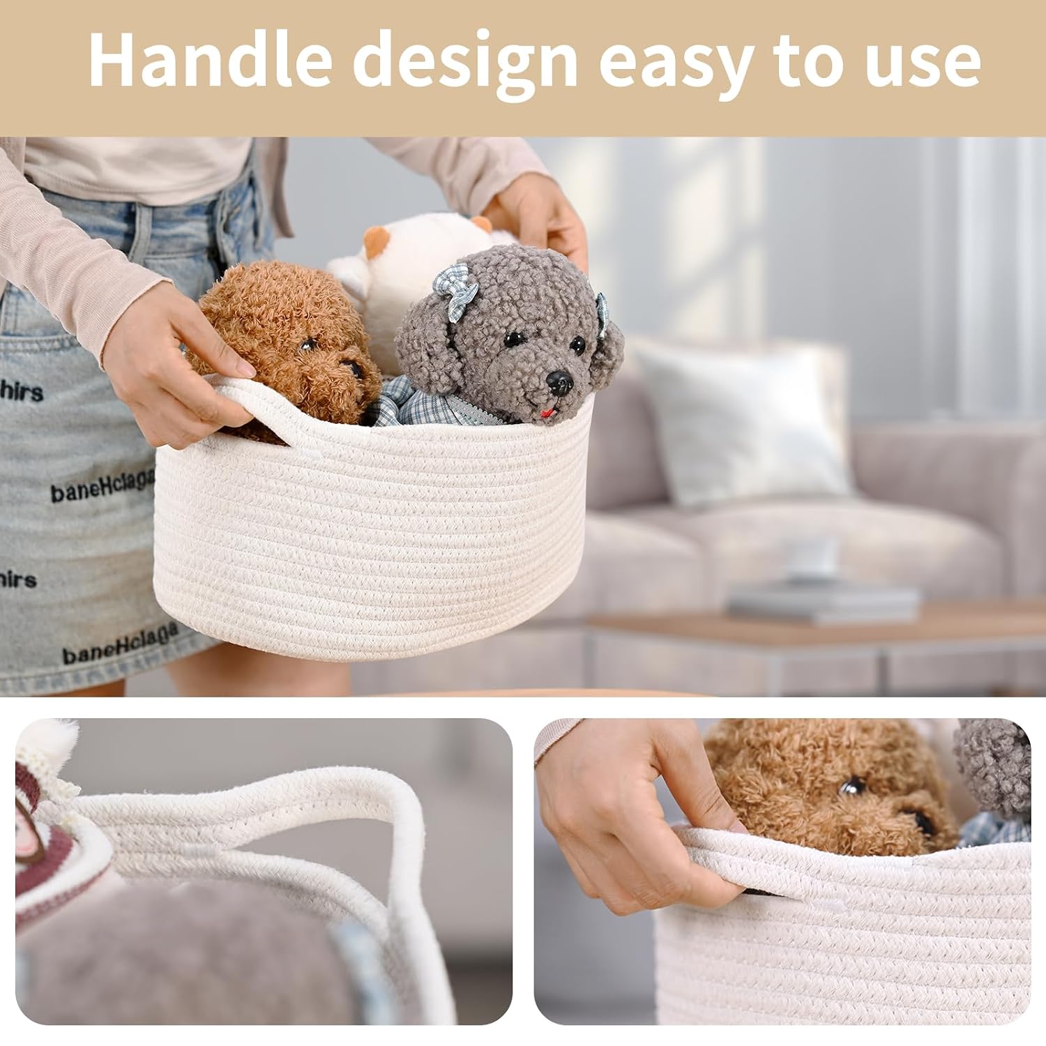 Happyiren Medium Woven Cotton Rope Basket, Empty DIY Gift Basket for Burr