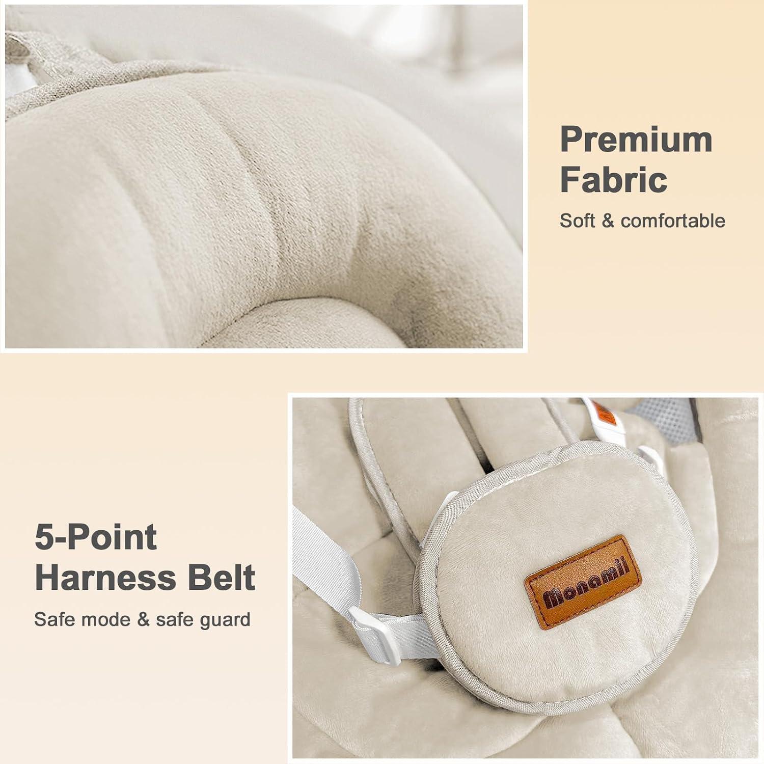 Monamii Baby Swings for Infants, Bluetooth Infant Swing with Music Speaker