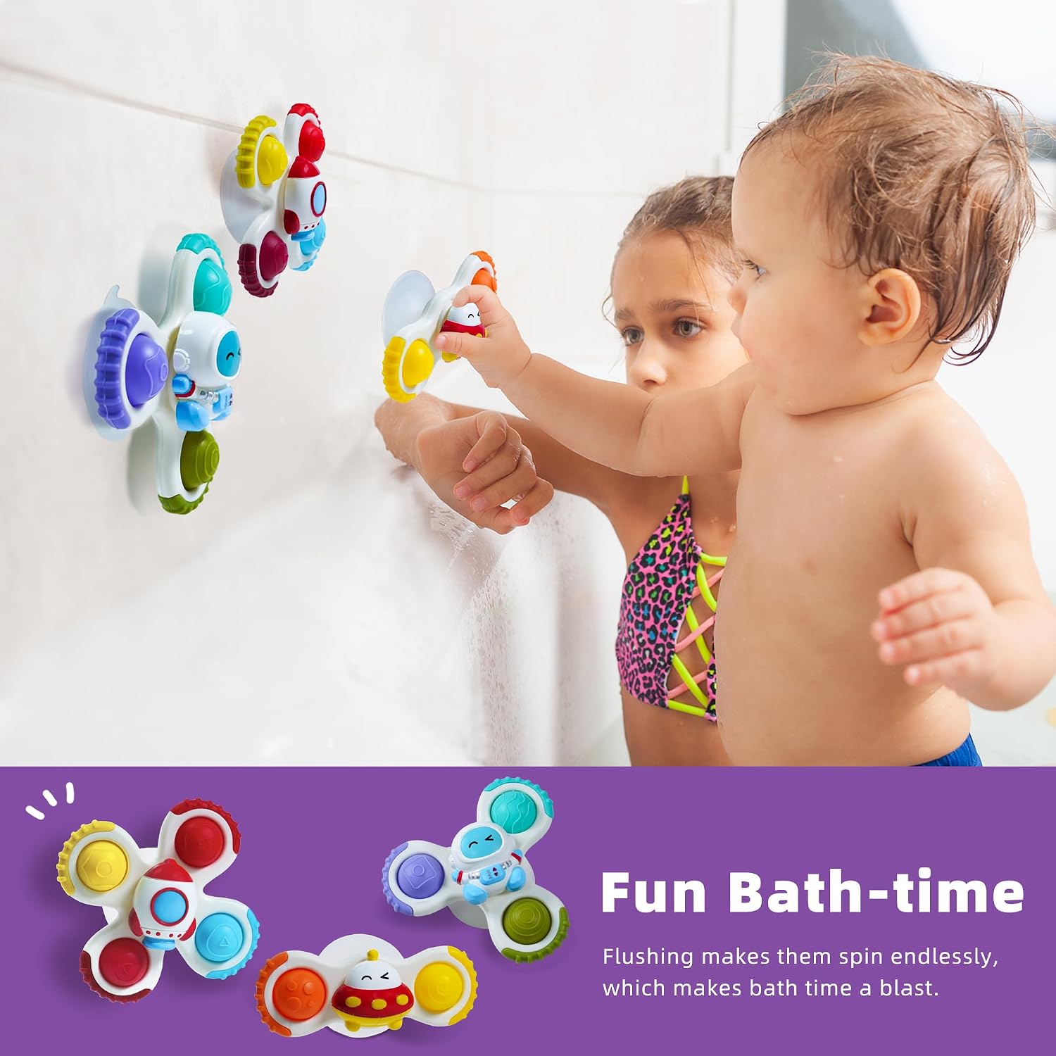 LiKee Strong Suction Cup Rotating Toys, Bath & Travel Toy, for Baby 10M+