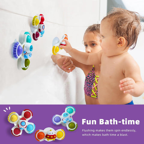 LiKee Strong Suction Cup Rotating Toys, Bath & Travel Toy, for Baby 10M+