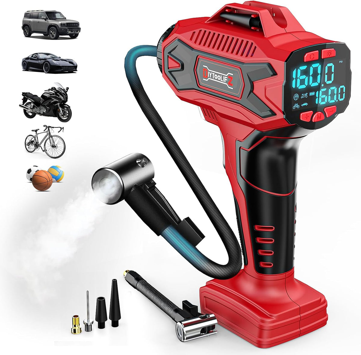 DIYtoolifz 160PSI Tire Inflator Compatible with Milwaukee 18V Battery