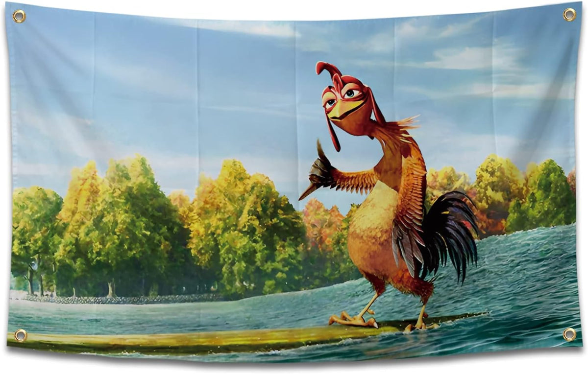 Chicken Flag Funny Poster Durable Man Cave Wall Flag with 4 Brass Grommets 3x5 Feet Tapestry for College Dorm Room Decor,Outdoor,Bedroom, Parties gifts, travel, filming,events,festivals.. high-resolution banner