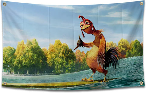 Chicken Flag Funny Poster Durable Man Cave Wall Flag with 4 Brass Grommets 3x5 Feet Tapestry for College Dorm Room Decor,Outdoor,Bedroom, Parties gifts, travel, filming,events,festivals.. high-resolution banner